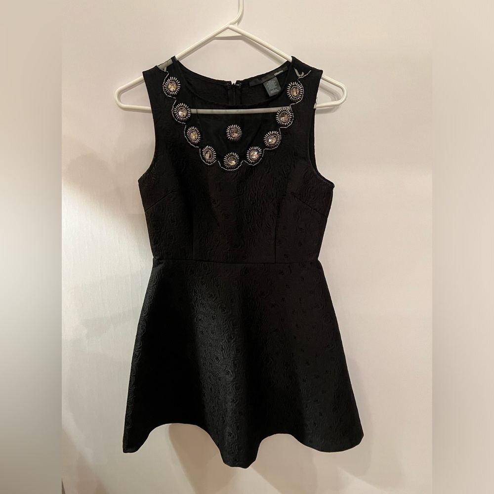 ELLISON ROSES SHEER NECK RHINESTONE DRESS